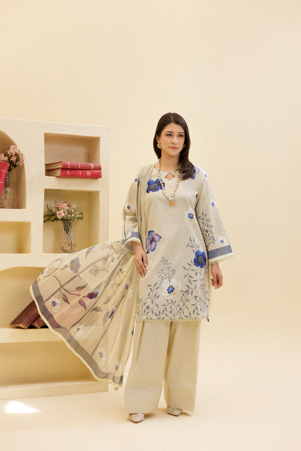 3 Piece Unstitched Printed Lawn Suit | JJ145