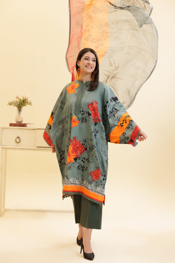 3 Piece Unstitched Printed Lawn Suit | JJ143