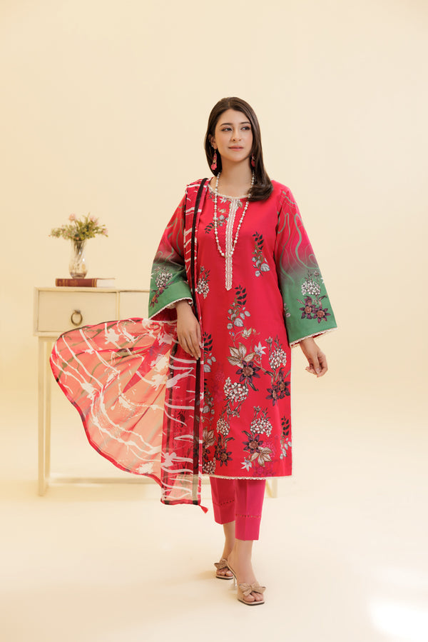 3 Piece Unstitched Printed Lawn Suit | JJ146