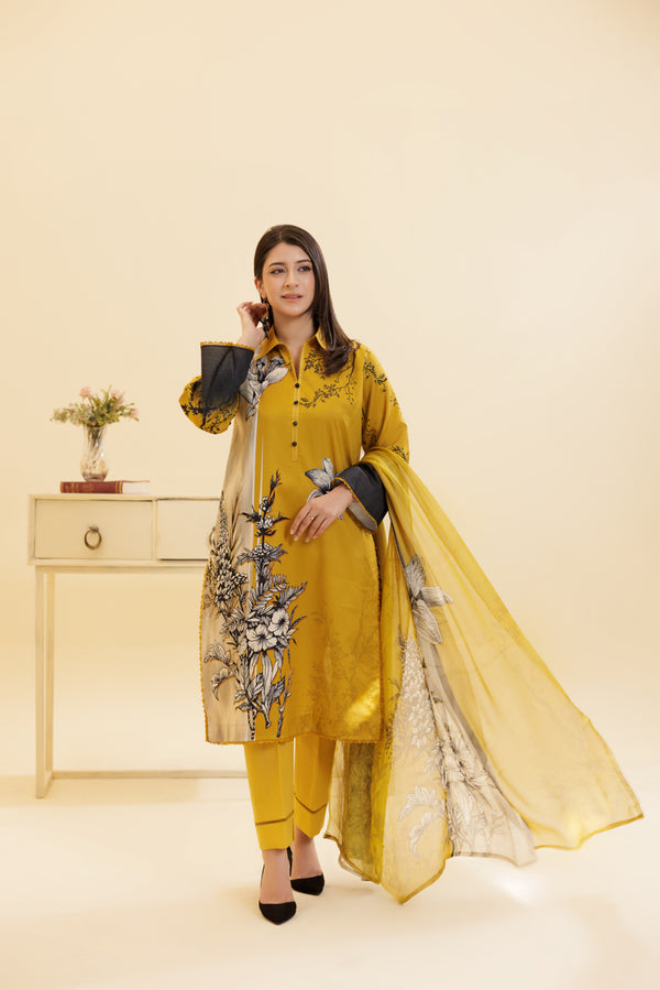 3 Piece Unstitched Printed Lawn Suit | JJ147