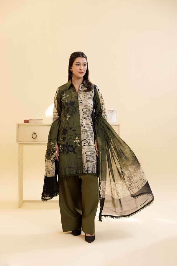 3 Piece Unstitched Printed Lawn Suit | JJ148