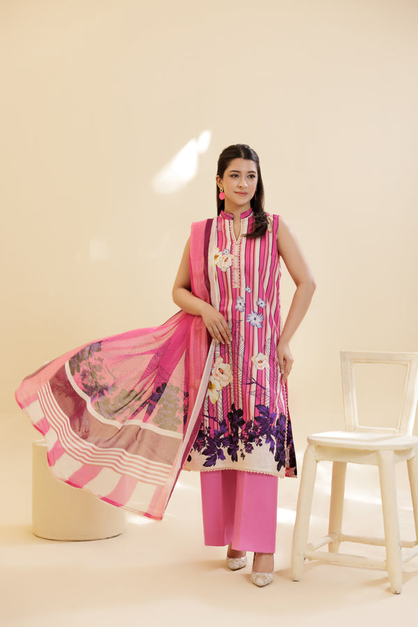 3 Piece Unstitched Printed Lawn Suit | JJ149