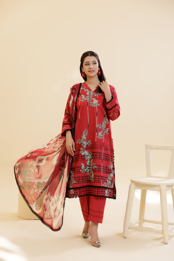 3 Piece Unstitched Printed Lawn Suit | JJ150