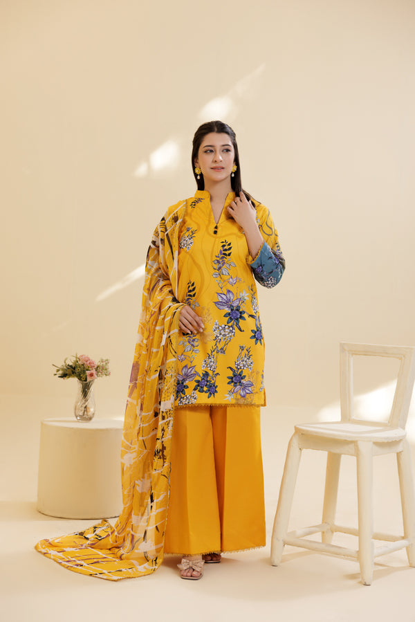 3 Piece Unstitched Printed Lawn Suit | JJ151