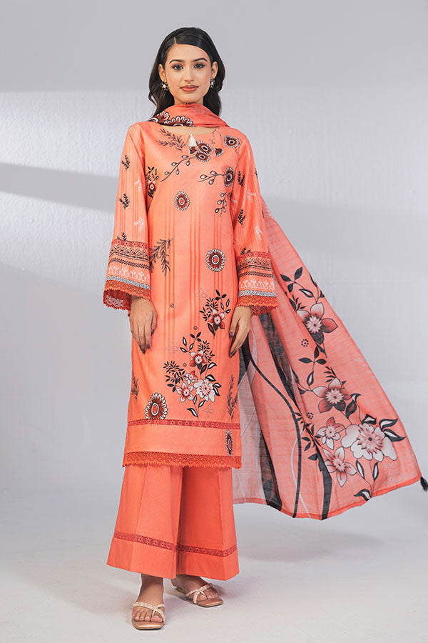 3 Piece Unstitched Printed Lawn Suit | JJ105