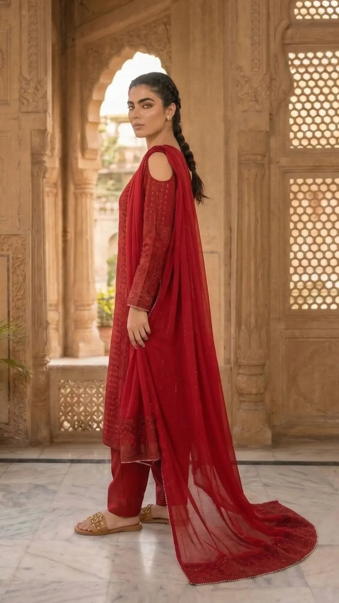 3-PC Embroidered Chiffon SLA-1-0098 (Ready to Wear)