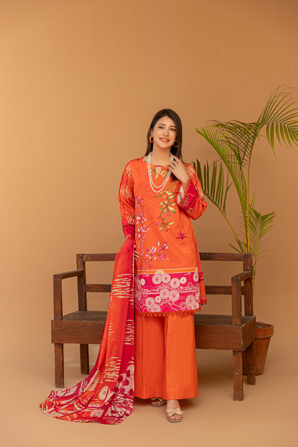 3 Piece Unstitched Printed Lawn Suit | JJ120