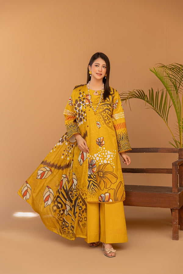 3 Piece Unstitched Printed Lawn Suit | JJ121