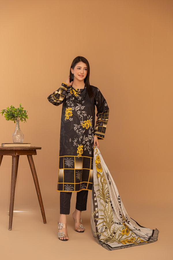 3 Piece Unstitched Printed Lawn Suit | JJ124