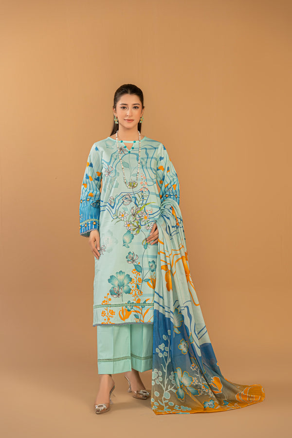 3 Piece Unstitched Printed Lawn Suit | JJ127