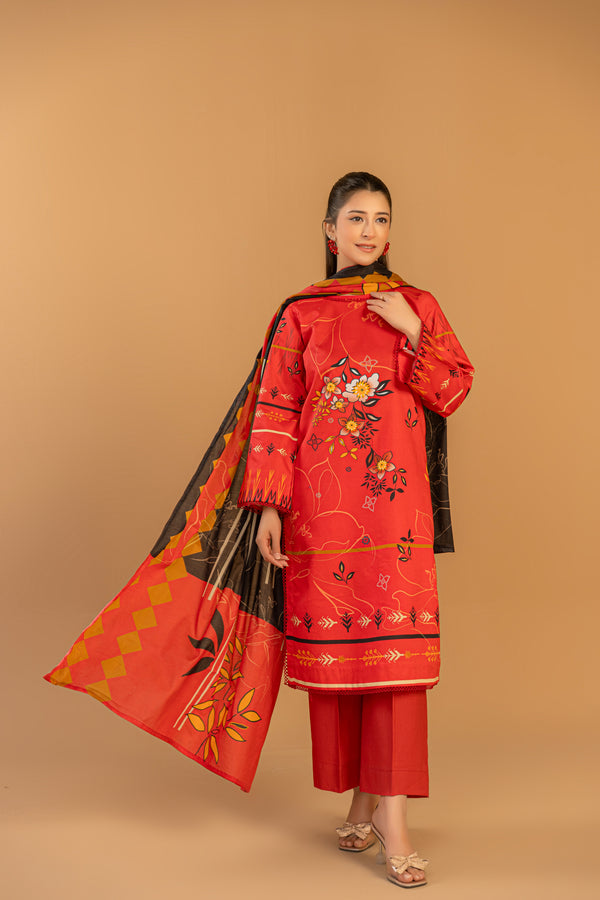 3 Piece Unstitched Printed Lawn Suit | JJ130