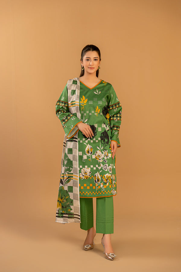3 Piece Unstitched Printed Lawn Suit | JJ131