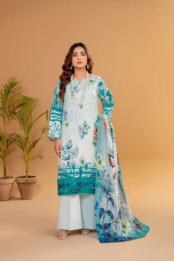 3 Piece Unstitched Printed Lawn Suit | JJ133