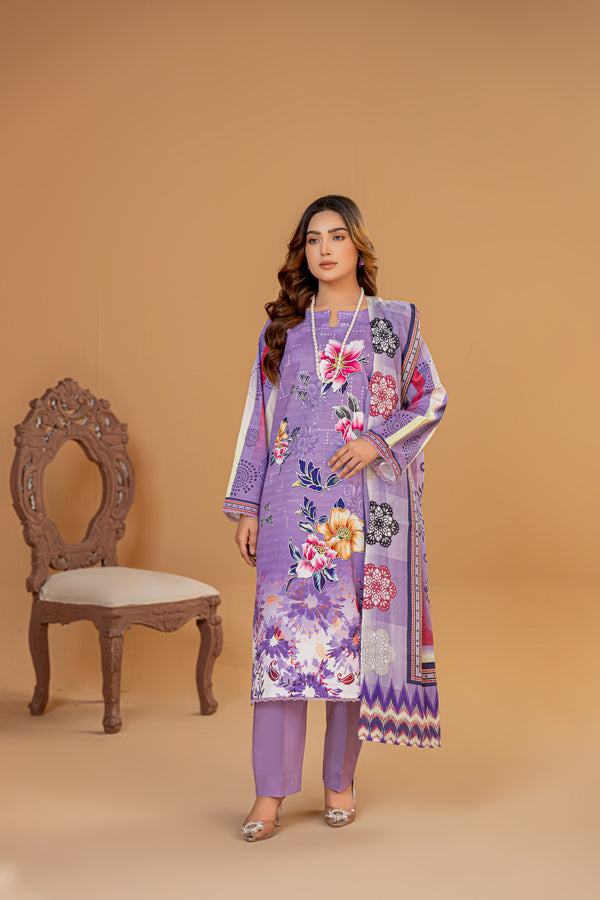 3 Piece Unstitched Printed Lawn Suit | JJ136