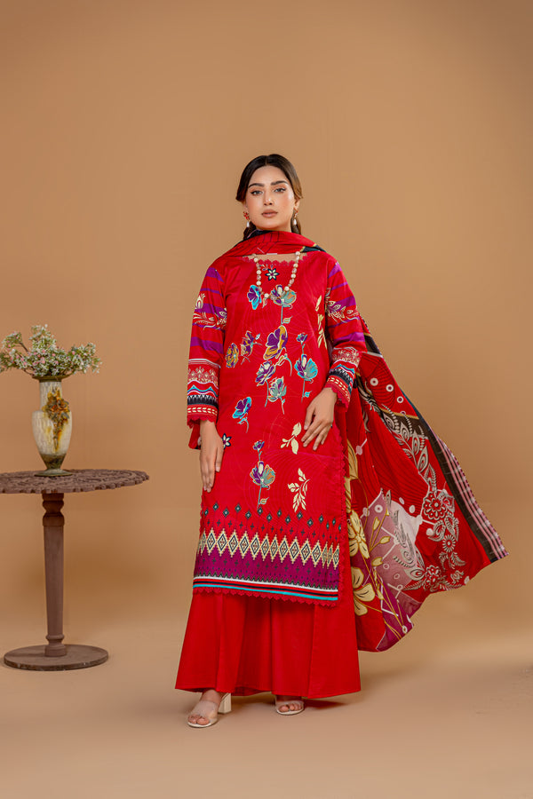 3 Piece Unstitched Printed Lawn Suit | JJ142