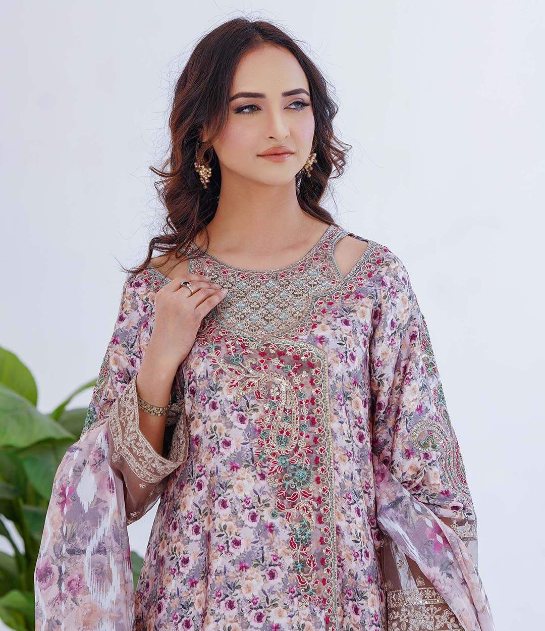 Soft Charmeuse  3-Piece Printed Suit (Ready to Wear) - S07