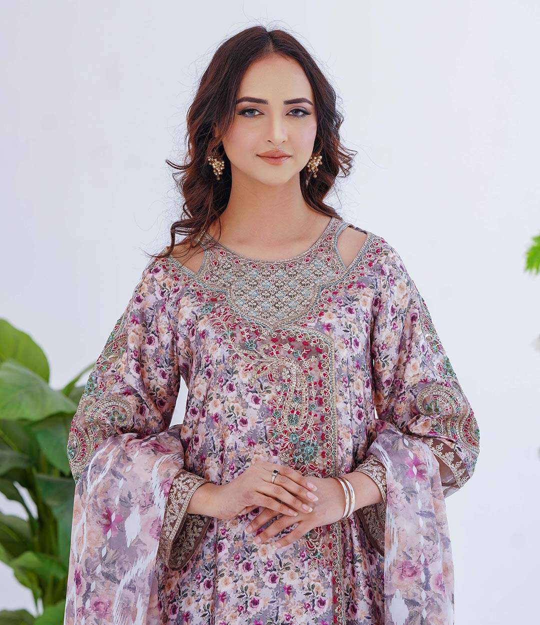 Soft Charmeuse  3-Piece Printed Suit (Ready to Wear) - S07