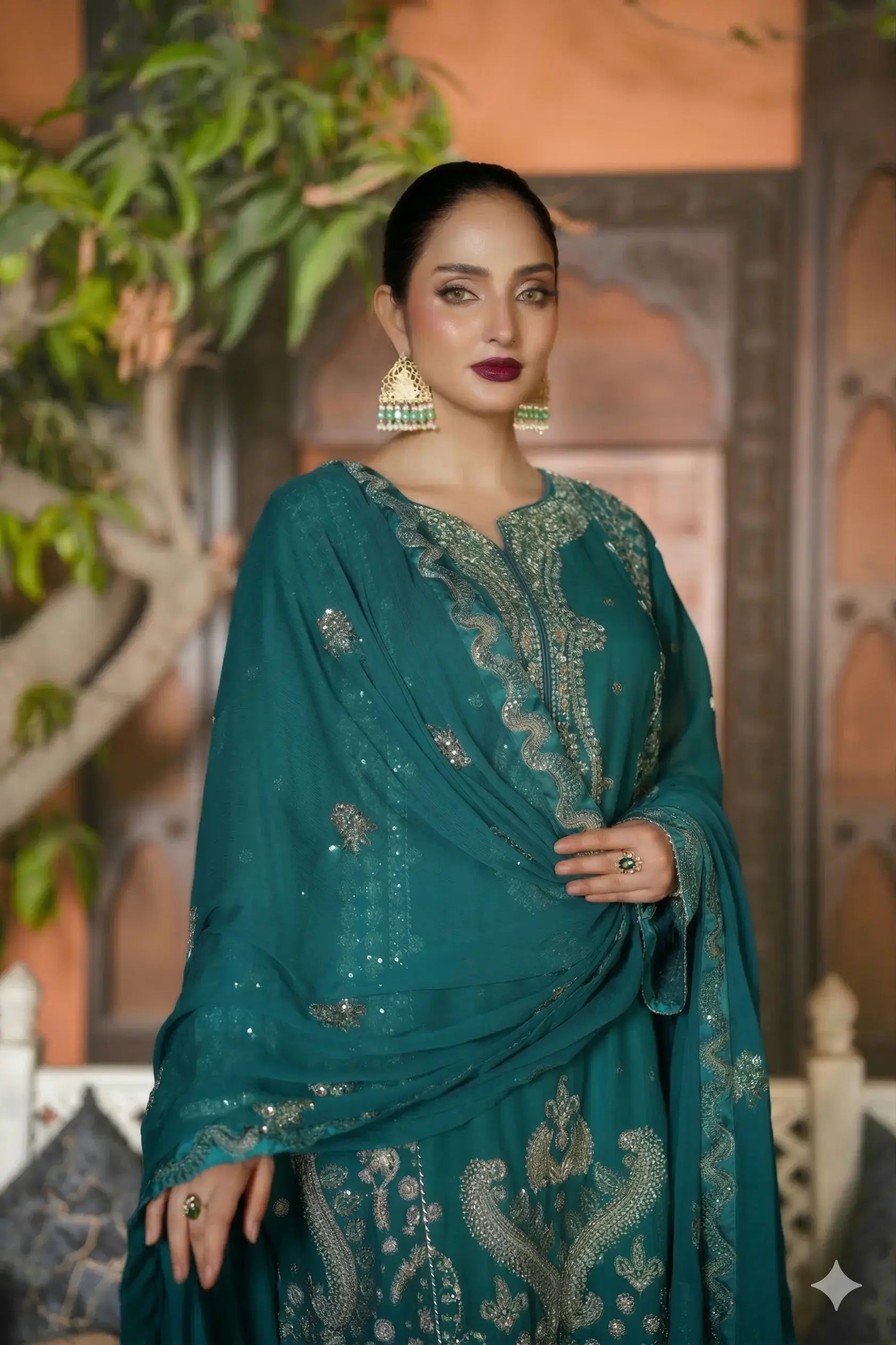 3-PC Embroidered Chiffon SLA-1-0096 (Ready to Wear)