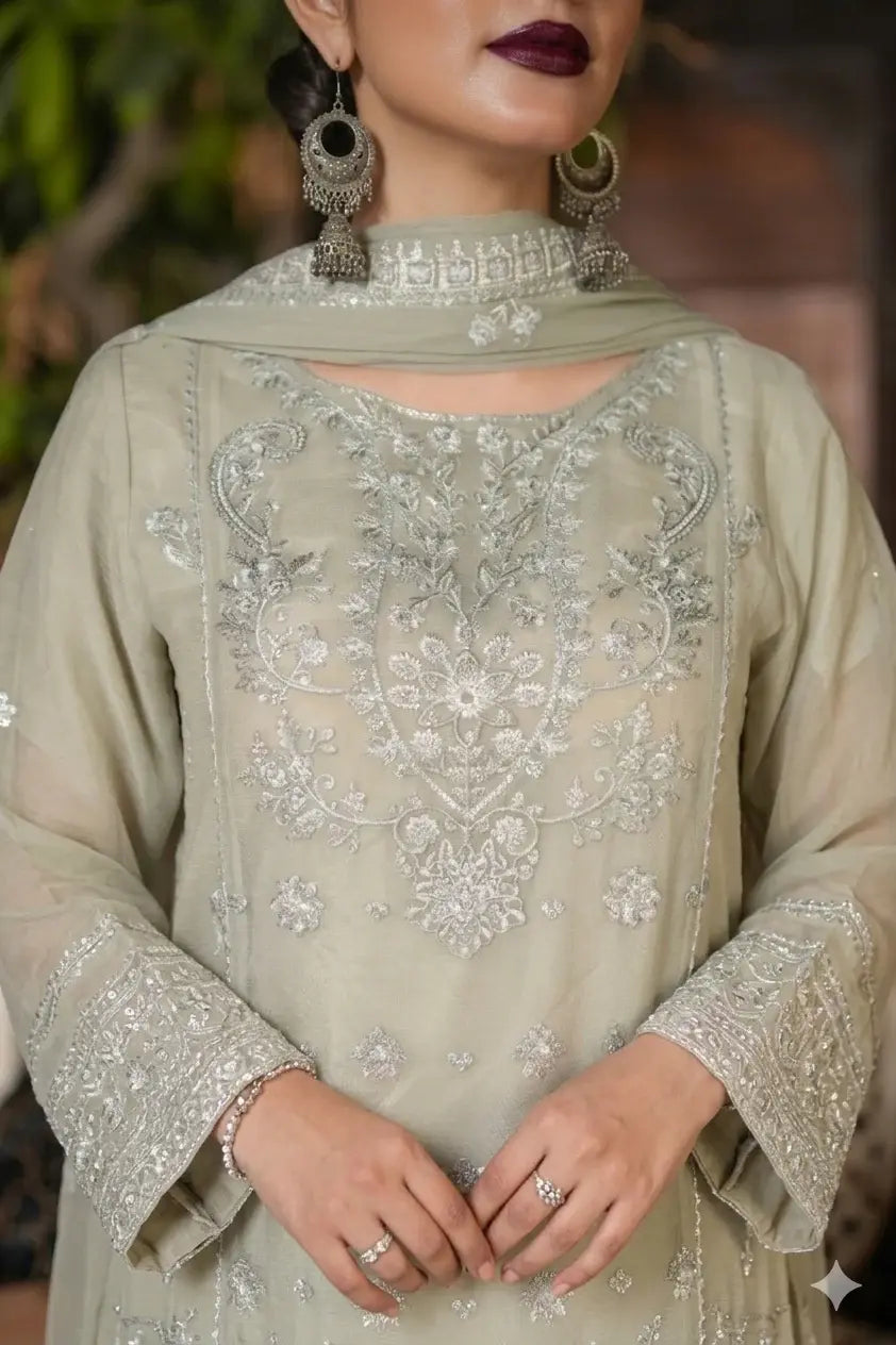 Embroidered 3-PC Chiffon SLA-01-0090 (Ready to Wear)