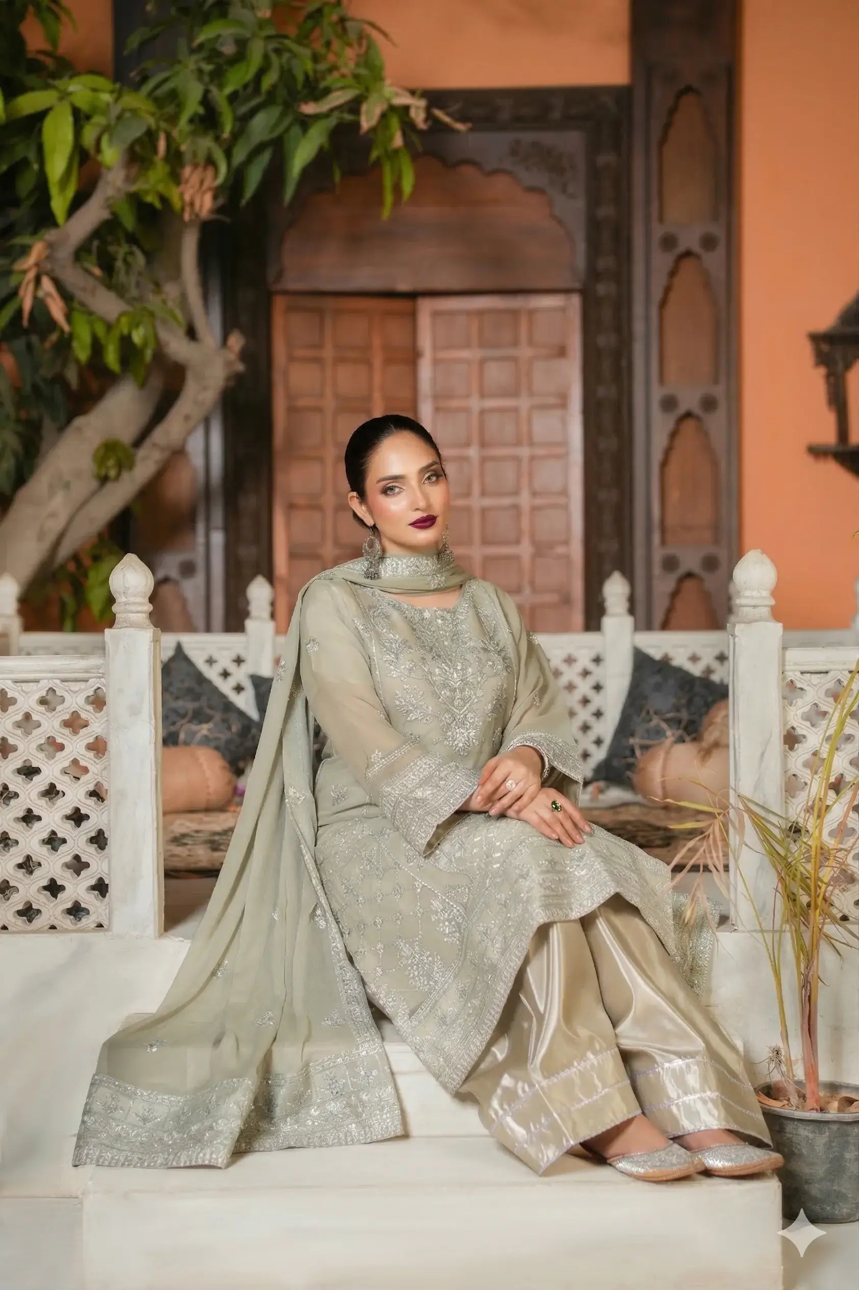 Embroidered 3-PC Chiffon SLA-01-0090 (Ready to Wear)