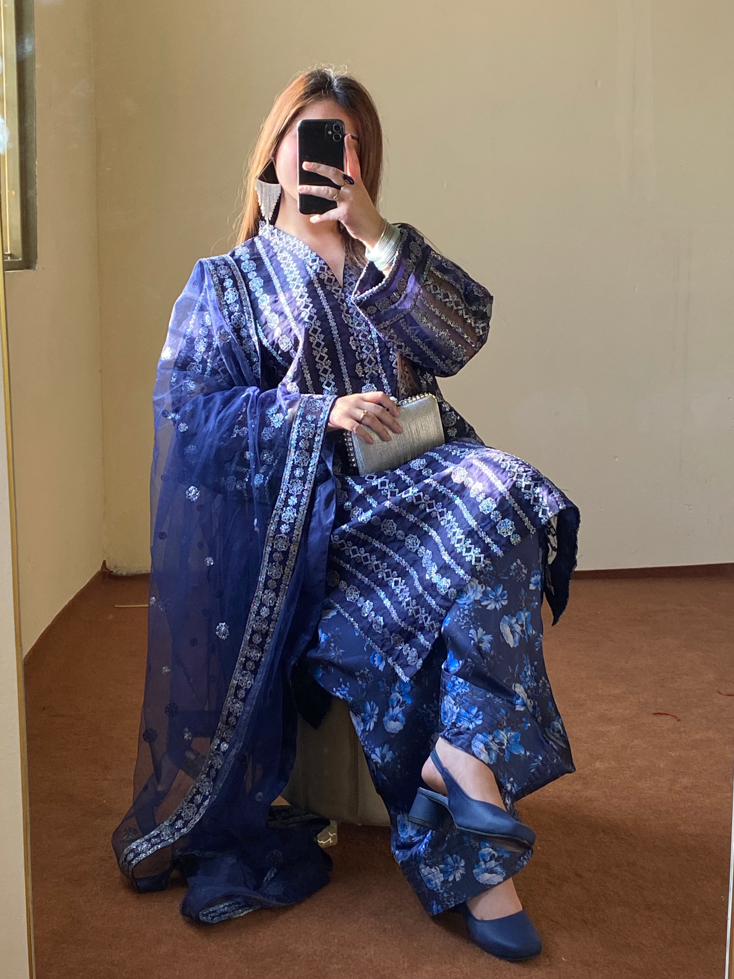 3-PC Embroidered  SLA-1-0094 (Ready to Wear)