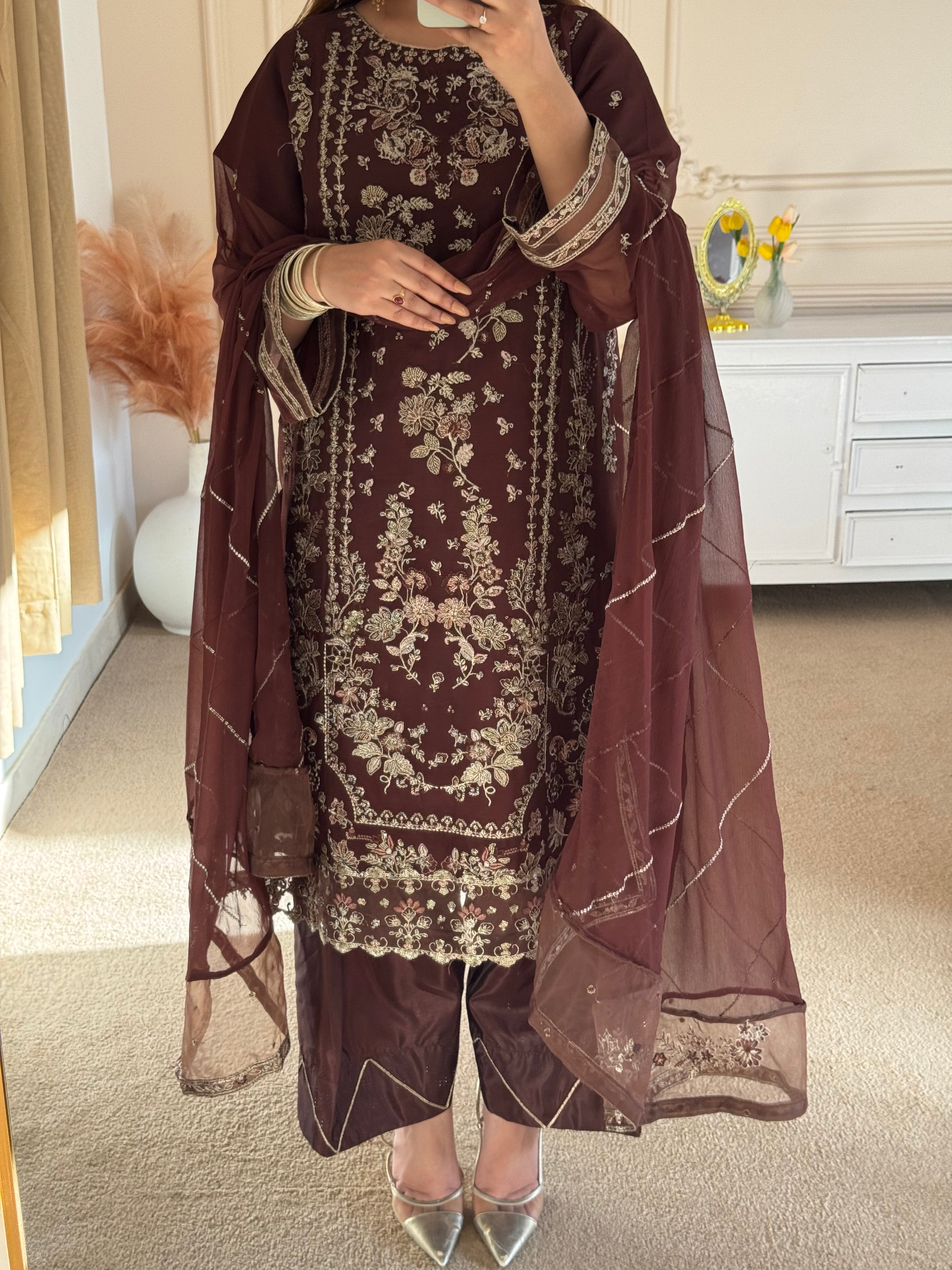 Embroidered 3-PC Chiffon SLA-1-0089 (Ready to Wear)