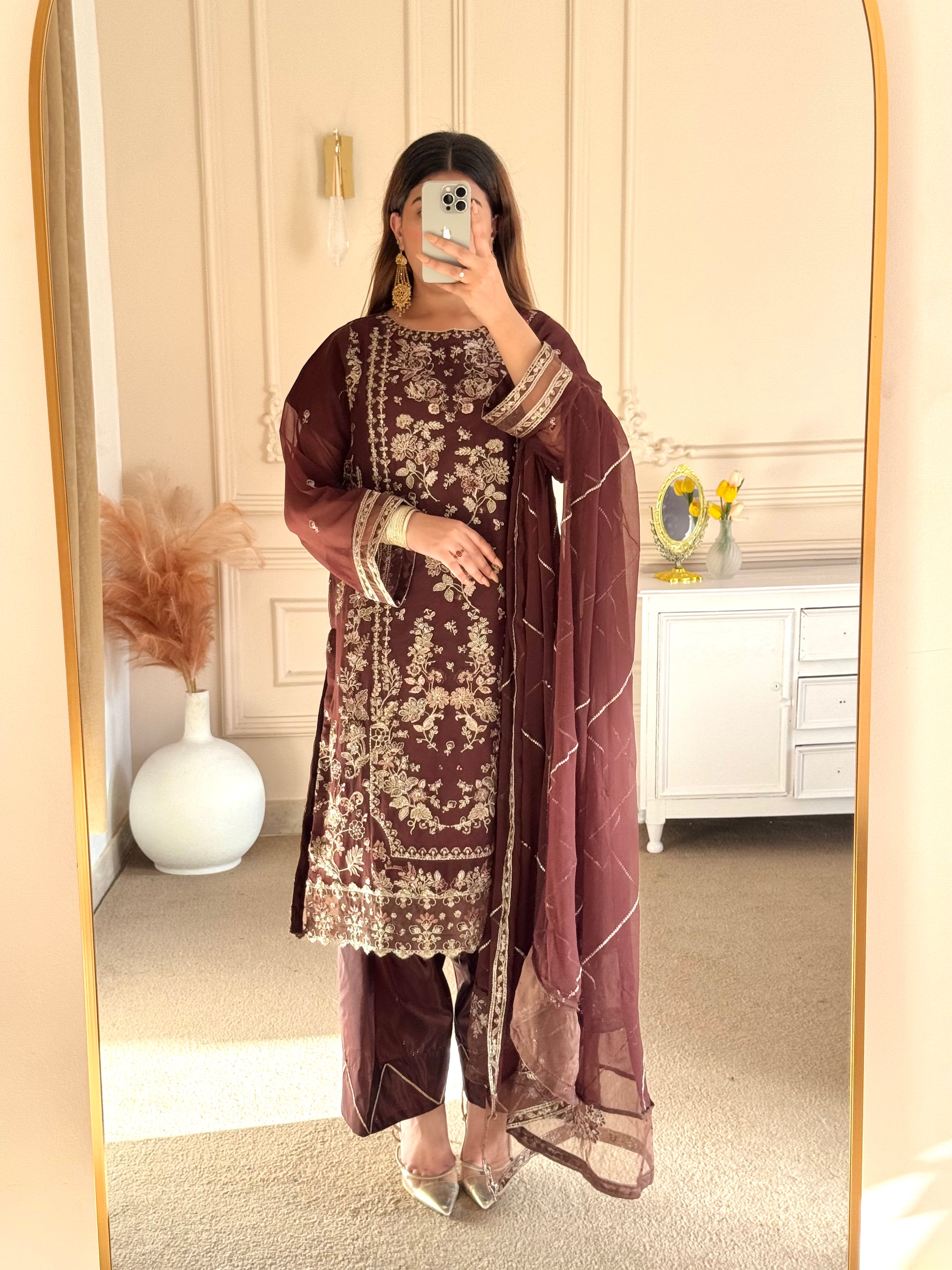 Embroidered 3-PC Chiffon SLA-1-0089 (Ready to Wear)