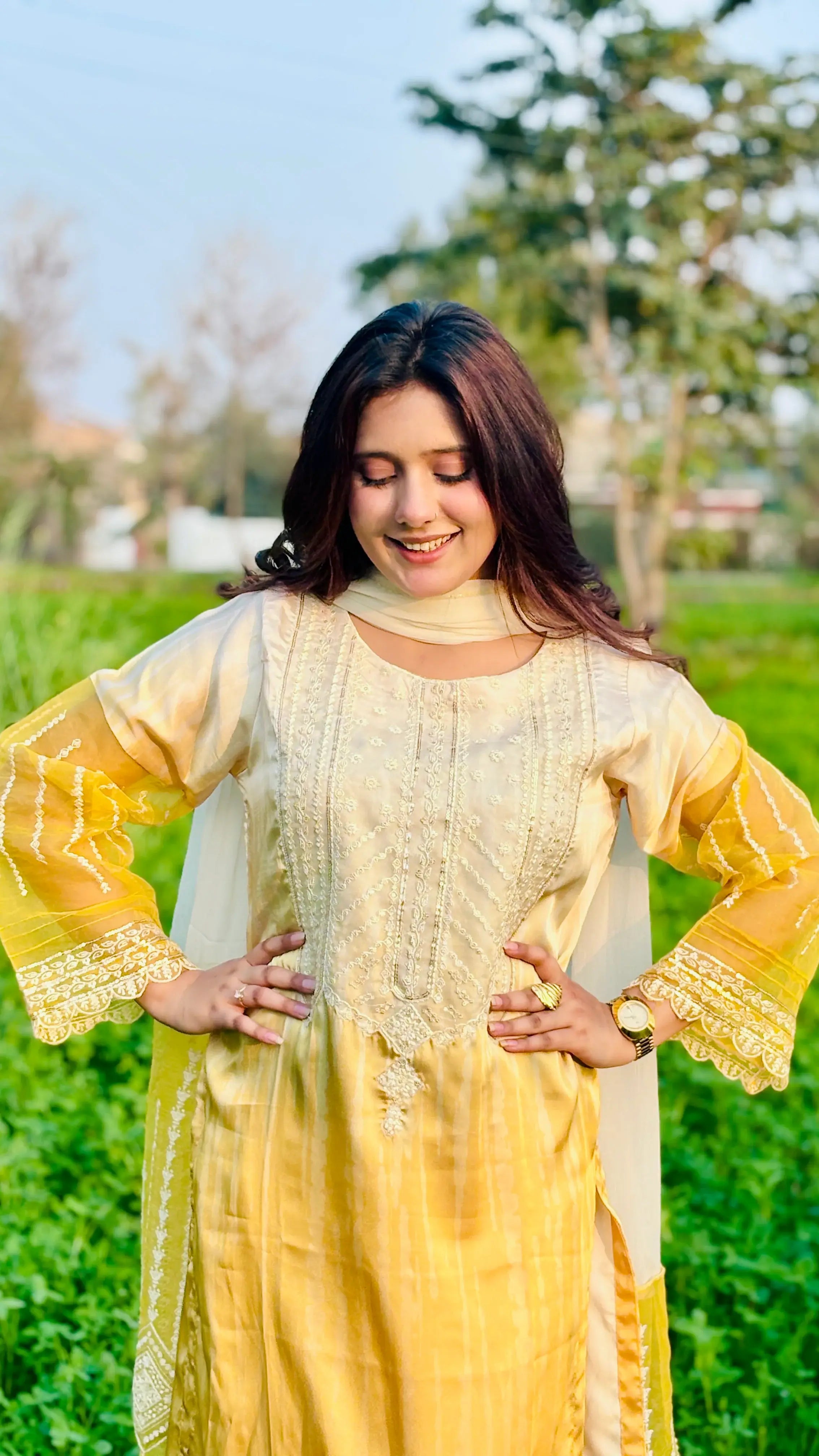 Soft Charmeuse 3-Piece Printed Suit (Ready to Wear) - S03