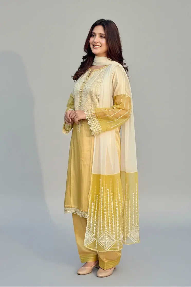 Soft Charmeuse 3-Piece Printed Suit (Ready to Wear) - S03