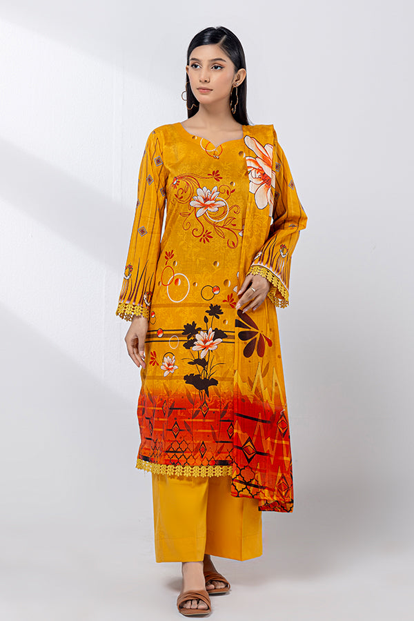 3 Piece Unstitched Printed Lawn Suit | JJ1015