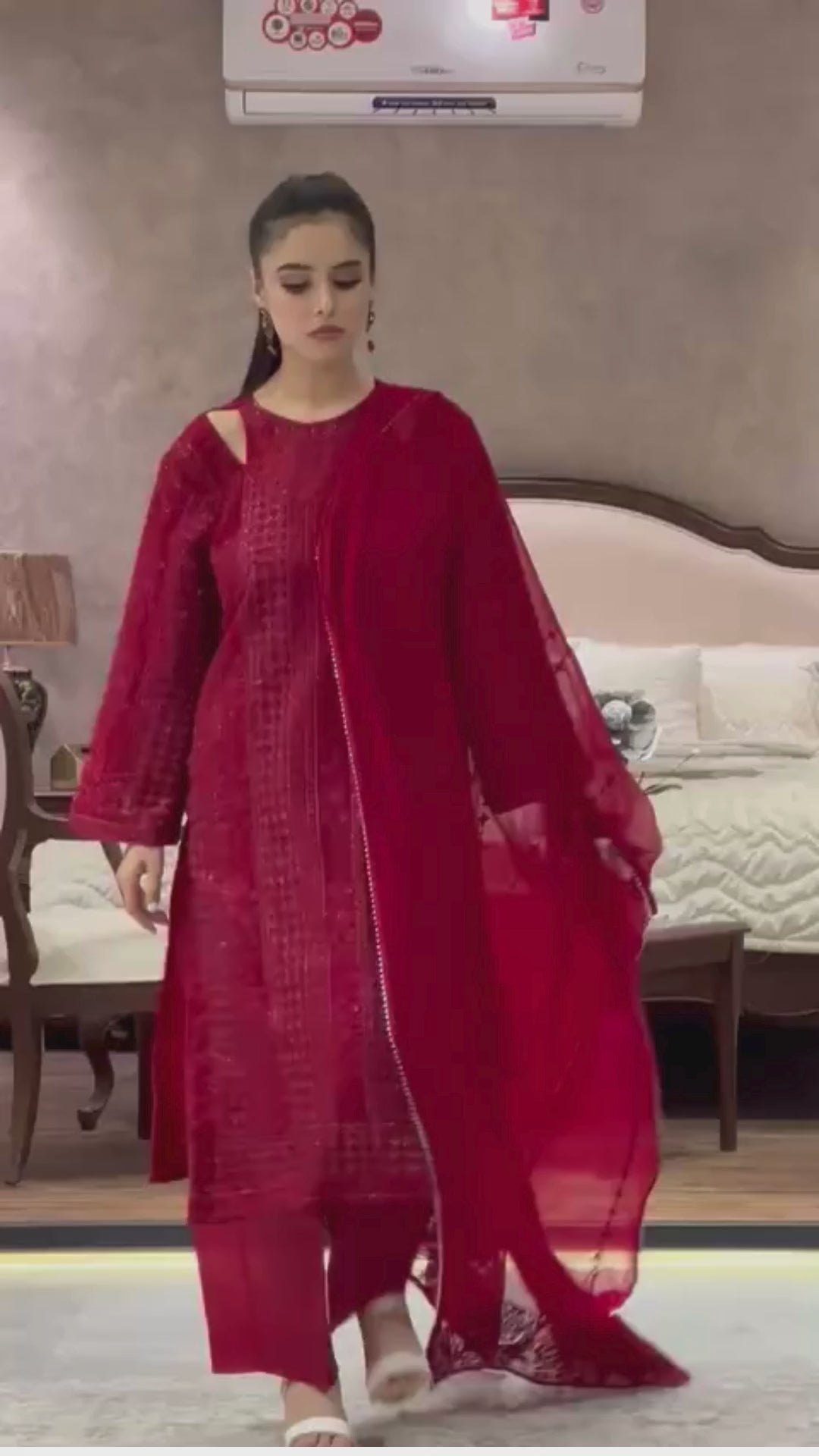 3-PC Embroidered Chiffon SLA-1-0098 (Ready to Wear)