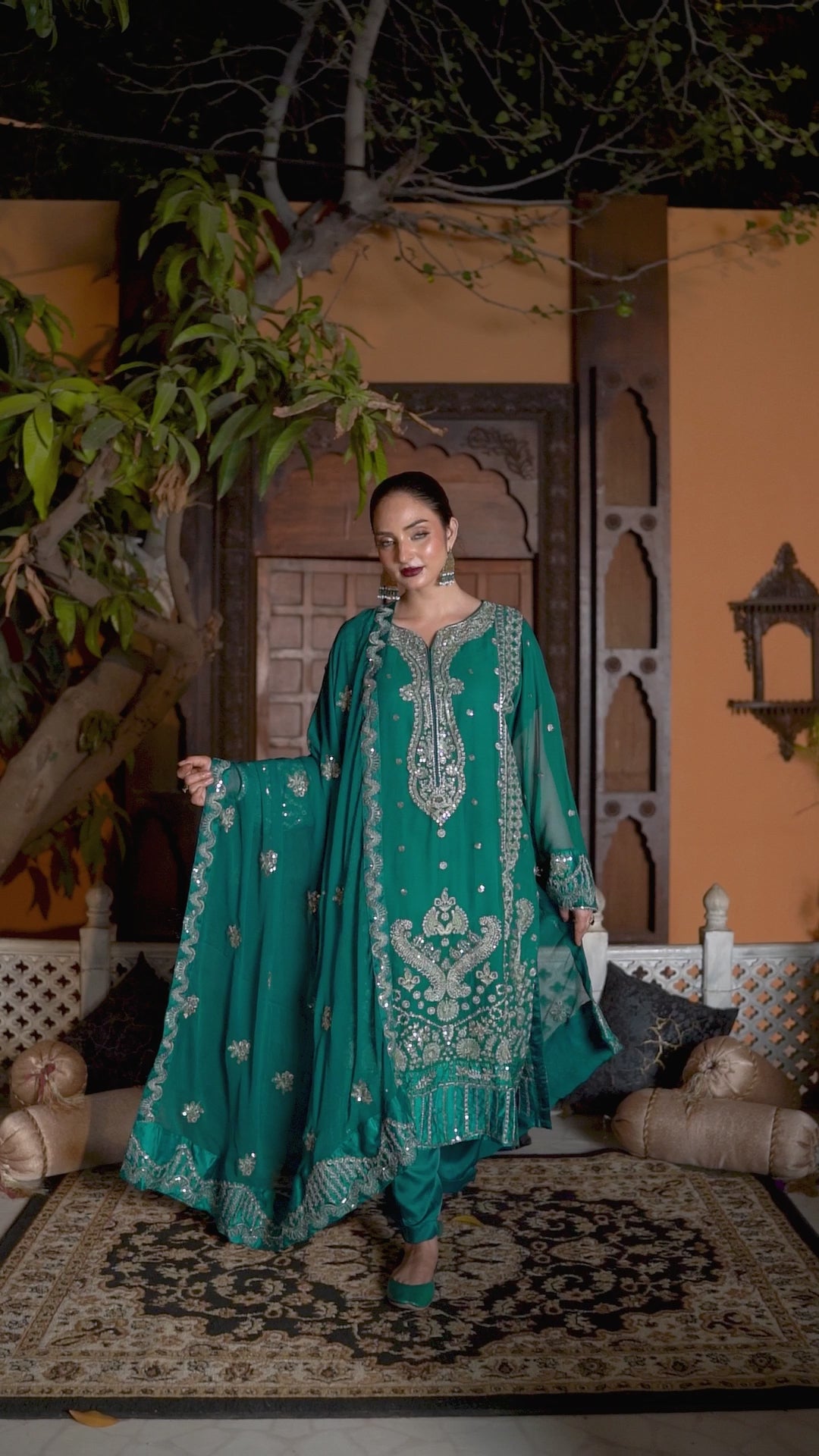 3-PC Embroidered Chiffon SLA-1-0096 (Ready to Wear)