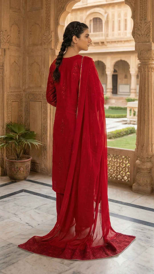 3-PC Embroidered Chiffon SLA-1-0098 (Ready to Wear)